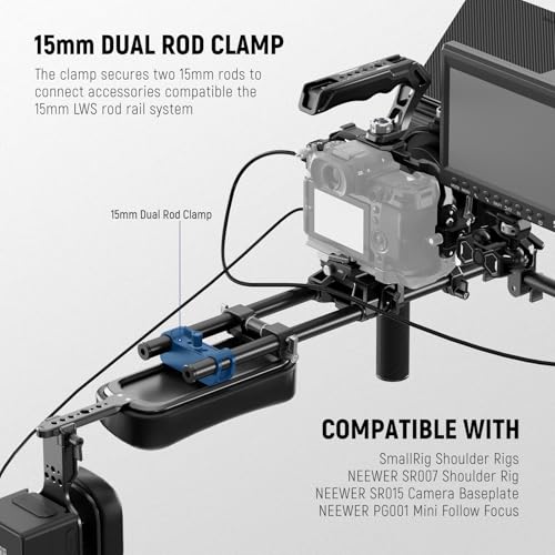 NEEWER 15mm LWS Shoulder Pad with V Mount Battery Plate, Self Adjusting Spring Loaded Camera Shoulder Rig Support Compatible with SmallRig NEEWER 15mm Rod Rail System Video Rigs & Accessories, SR016