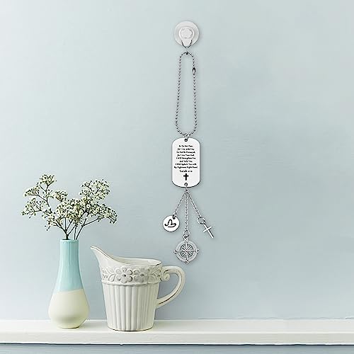 Christian Gifts Hanging Ornament Bible Verse Gift Car Rear View Mirror Hanging Accessories for Women Men Inspirational Religious Gifts Christmas Birthday Baptism Communion Gift