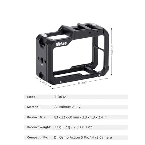 Nitze Cage for DJI Osmo Action 5 Pro/Action 4/3 - T-D03A
