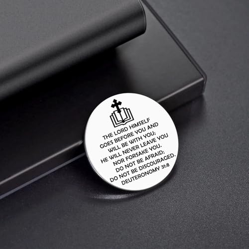 Heigebi Religion Gift for Women Men Pocket Hug Token Bible Verse Gift for Friend Christian Challenge Coin Birthday Christmas Graduation Present Inspirational Keychain Double Sided Message Engraved