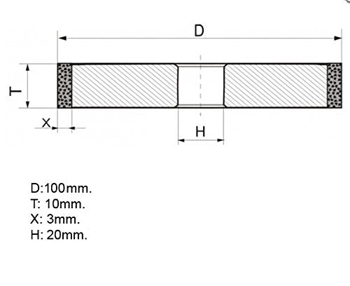 [Australia - AusPower] - Dia 4 inch (100mm.) Hole 0.79" (20mm.) Width: 0.4" (10mm.) Type: 1A1 Straight Abrasive Diamond Grinding Wheel for Carbide Tungsten (125 Micron = 150 Grit) 