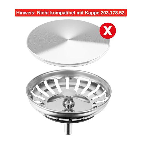 Sink Strainer Basket, 1 Pack, Compatible with IKEA LILLVIKEN 70311541, Diameter 80 mm Strainer Basket, Made of Stainless Steel, Basket Spigot with Ball, Improved Filter Function, Replacement Part for Lillviken Kitchen Sinks Strainer Basket Set, 1 Pack