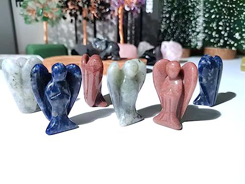 QINJIEJIE Polished Labradorite Guardian Angel Decor - White Angel Statue, Gemstone Spiritual Gift & Meditation Figurine White Labradorite