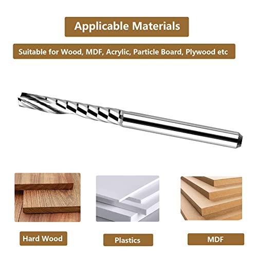 SpeTool 5-piece O flute single flute spiral end mill set with 1/8-inch shanks for CNC wood, acrylic, and PVC cutting