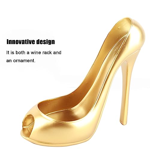 Walfront High Heel Shoe Shape Wine Bottle Holder, Unique Wine Rack for Countertop, Home Decor for Living Room Cabinet Bar, Gold