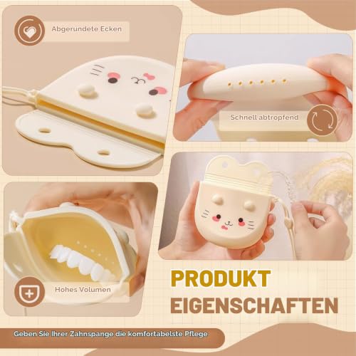 Braces Box, Denture Box, Denture Box, Denture Container for Dentures, Portable Cleaning for Travel, Denture Storage Box