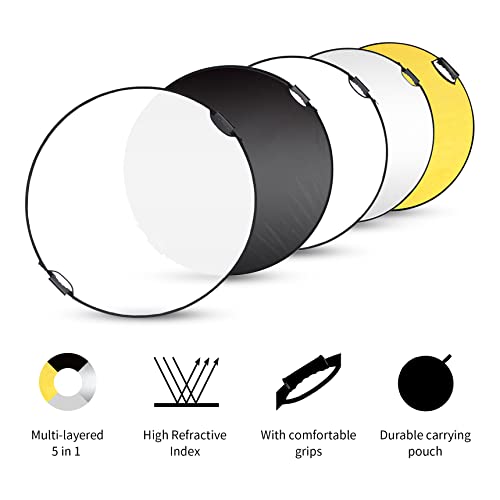 Selens 43 in 5 in 1 Photography Reflector, Collapsible Light Reflector 43 Inch