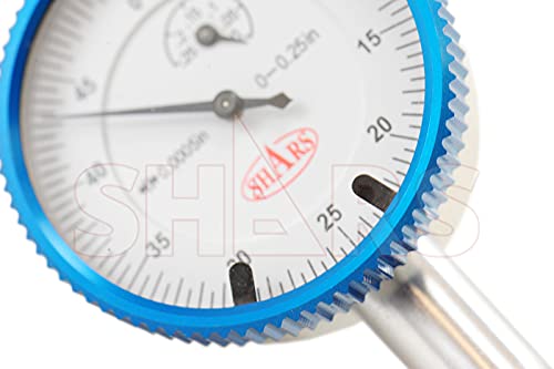 [Australia - AusPower] - Shars 0.25" High Precision Dial Indicator, .0005" Graduation, AGD1 Travel Lug Back 303-3101A P] White .25" x .0005" 303-3101A 