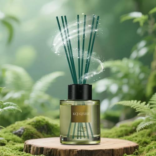 Mystical Forest Green Reed Diffuser Sticks – 10 Inch 60Pcs Natural Rattan Fibers for Aromatherapy Oil, Long-Lasting Scent Throw in Home, Bedroom & Office