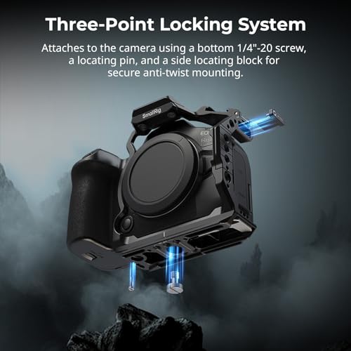 SmallRig Half Cage for Canon R6 Mark II / R6 Mark III / R5 Mark II, HawkLock Quick Release Plate for Arca, NATO Rail, Three-Point Locking, Compatible with DJI RS 3/RS 3 Pro/RS 4/RS 4 Pro Gimbal-5953