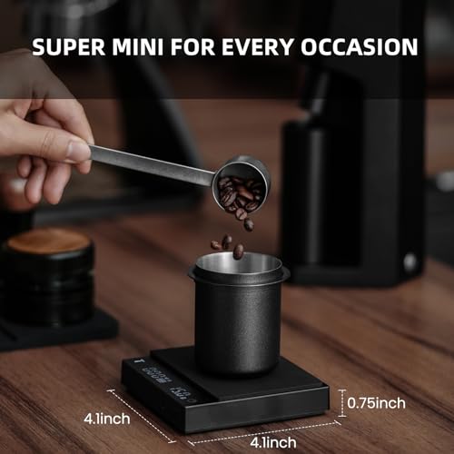 MHW-3BOMBER Mini Coffee Scale with Timer, 0.1g Precision Digital Espresso Scale, Rechargeable USB-C Coffee Scales for Pour Over & Espresso Brewing, Gravity Sensing, Black:ES6029B-OS 2.0 Mini