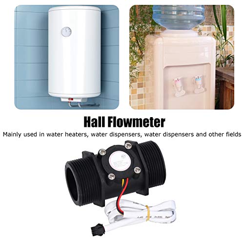 Fafeicy Water Flow Sensor Hall Turbine Flowmeter 47mm, DC3.5-24V