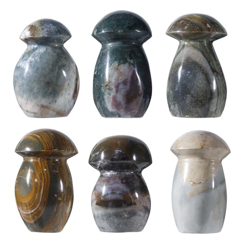 Mushroom Stones for Home Garden Decor, Natural Ocean Jasper Stone 1.1-1.32lb(501g-600g)