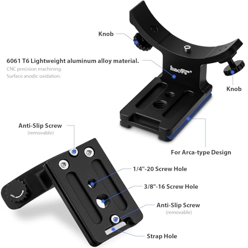 Haoge LMR-XF140 Lens Collar Replacement Foot Tripod Mount Ring for Fujifilm Fuji Fujinon XF 100-400mm F4.5-5.6 R LM OIS WR XF100-400mmF4.5-5.6 Lens Built-in Arca Swiss Type Quick Release Plate