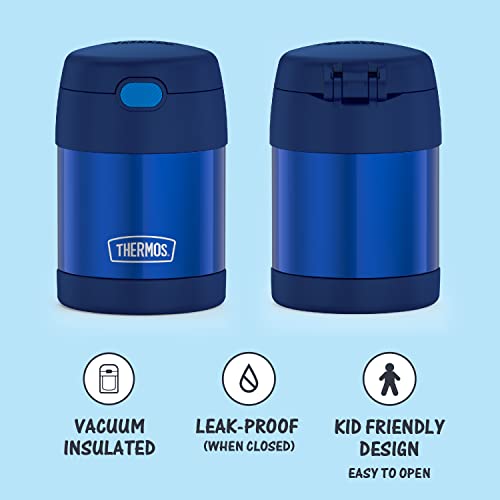 THERMOS FUNTAINER 10 Ounce Stainless Steel Vacuum Insulated Kids Food Jar Bundle with Folding Spoons, Navy and Purple