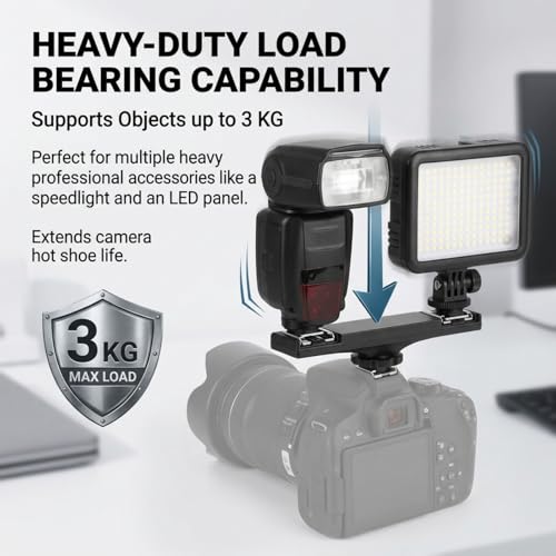 Hot Shoe Splitter, Multifunctional Hot Shoe Flash Light Bracket, Hot Shoe Mount Plate Adapter, High Loading Accessories for Camera Camcorder (for) For Canon