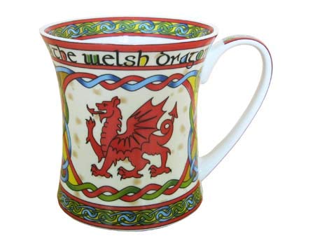 Royal Tara Set of 2 Welsh Dragon Coffee Mug Cymru - Wales Celtic Design New Bone China Cup Ceramic - 11 oz