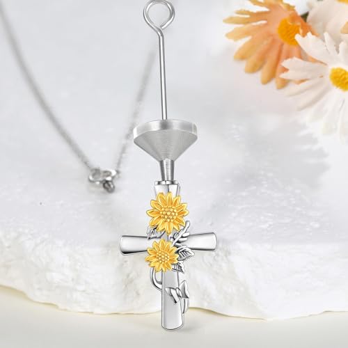 Urn Necklace for Ashes Sterling Silver Cat Horseshoe Sunflower Necklace Jewellery Cremation Jewellery Remembrance Condolence Gift for Loss Memorial for Women