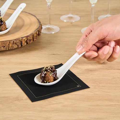 Restaurantware 4.9-inch Asian Tasting Spoon: White Porcelain Appetizer and Soup Spoon - Perfect for Catering Events Tasting Parties and Restaurants - 10ct Box