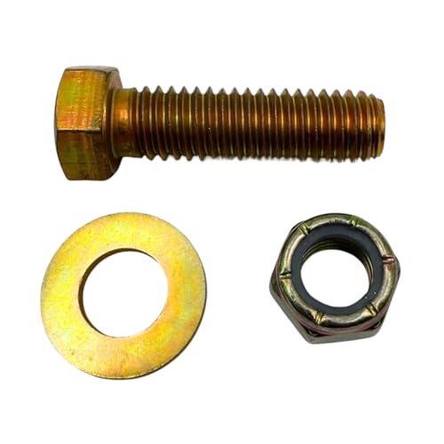 7/16"-14 x 1-1/2" Grade 8 Bolts (10-Pack) – Heavy-Duty Hex Bolts Includes Flat Washers & Nylon Lock Nuts – High-Strength SAE J429 Anti-Vibration 1.5" Coarse Thread Bolts 10 Bolts, Washers, Nuts