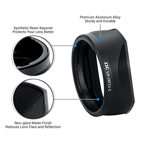 JJC Bayonet Metal Lens Hood for Fujifilm Fuji Fujinon XF 23mm F1.4 R LM WR and XF 33mm F1.4 R LM WR Lens, Replaces Fuji LH-XF23 II/LH-XF23-2 Lens Hood Shade with Hood Cap For XF 23mm f1.4 Lens
