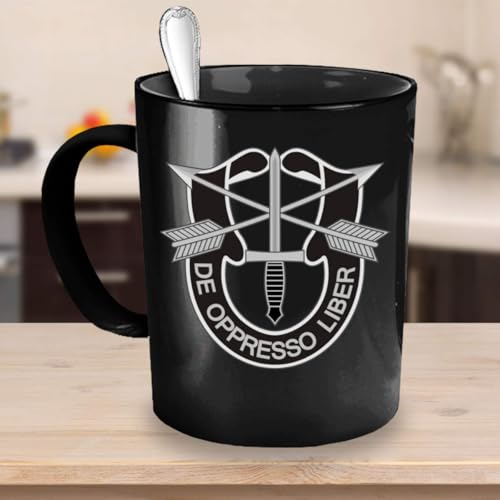 U.S. Army Special Forces Coffee Mug - De Oppresso Liber (Black, 15oz) Black 15.0 ounces