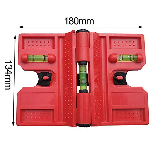 Magnetic Post Spirit Level 188x134mm Adjustable Angle Red | 3 high-precision levels, 270° flexible adjustable - 270°, impact-resistant ABS housing, for pipes, posts, pictures and tiles