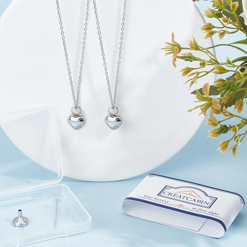 CREATCABIN 2 Packs Small Heart Cremation Jewelry Urn Necklaces, 1.2x1.7cm Silver