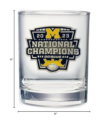 Heritage Pewter Michigan Wolverines 2023 Football National Champions Double Old Fashion | Double Rocks Glass 14 OZ for Liquor | Expertly Crafted Pewter Glass