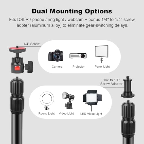 Camera Desk Mount Table Stand with Magic Arm & Ball Head, Table Light Stand with C Clamp, Webcam Desk Camera Mount for DSLR Ring Light Mic Live Streaming Vlog (811003) 811003 - Table Stand with Horizontal Arm