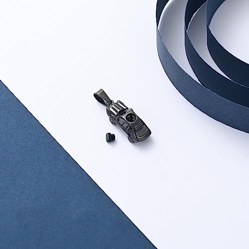 constantlife Small Car Cremation Jewelry for Men Women Urn Necklace for Ashes Stainless Steel Mini Human Pet Ashes Memorial Pendant Black