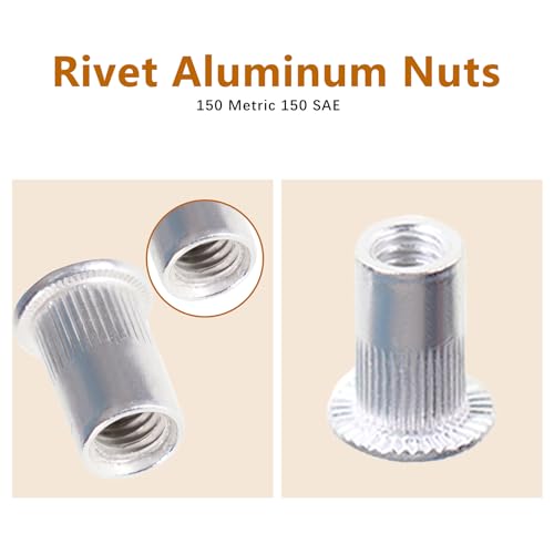 kimllier rivet nuts assortment kit with 300 aluminum metric and SAE rivet nuts in a storage case