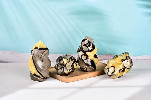 AMOYSTONE Large Septarian Decorative Stone Tower 1-1.4lb | Dragon Flame Crystal | Meditation Altar & Witchcraft Decor Brown