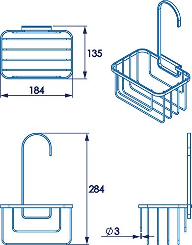 Croydex QM260441 Shower Riser Rail Hook Over Caddy, Silver by