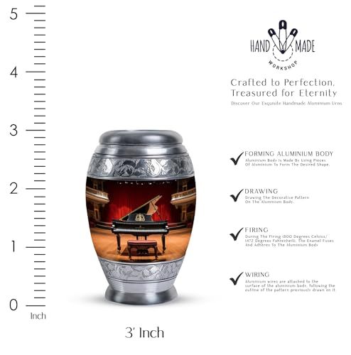 Elegant Concert Grand Piano Memorial Urn - Urns for Human Ashes - Cremation Urns for Ashes - Adult Cremation Urns - Funeral urns for Ashes (size-3nch,4pcs), Natural
