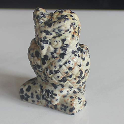 1.5'' Hand Carved Mixed gemstome Crystal owl Animal Figurine Animal Carving (Dalmation Jasper) Dalmation Jasper