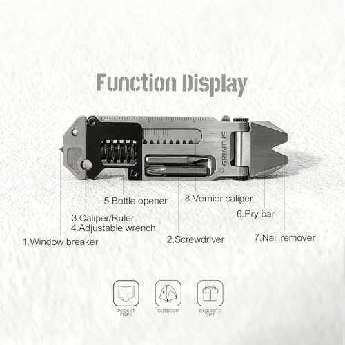 GIRIAITUS 7-in-1 EDC gear pry bar multitool with bottle opener and screwdriver functions