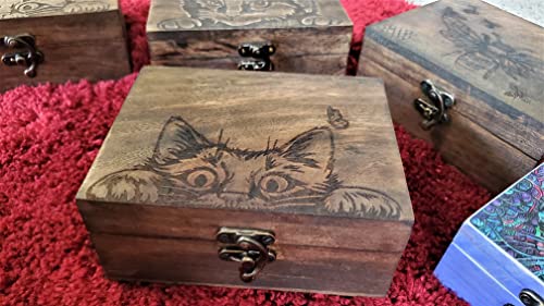 Engraved Kitty Cat Jewelry Box Beautiful Trinket Keepsake Box,Earrings Necklace Storage Box for Girls Women,Gift Idea Valentine's Day, Weddings, Animals Cat Lover Gifts Ornament for Home Décor