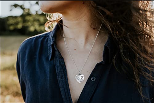 Heart Urn Necklace for Ashes Mom Rose Flower Cremation Jewelry Memorial Keepsake Pendant for Women Men Silver