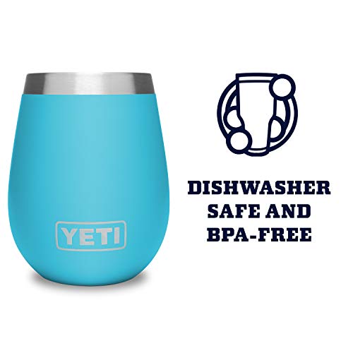 YETI Rambler 10 oz Wine Tumbler, Vacuum Insulated, Stainless Steel, NO LID Reef Blue