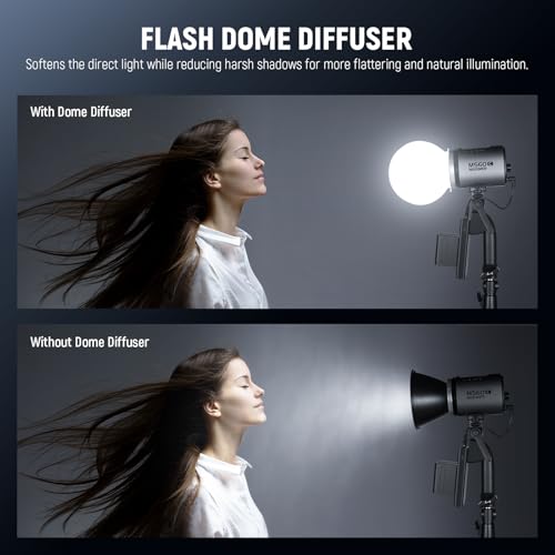Neewer CRS6 Softbox Diffusion Dome with 3 Adapter Rings, Compatible with Godox V1 Z2PRO Z3R Round Head Flash and Square Speedlite Z880 and More, Mount for Video Light MS60B MS60C MS150B