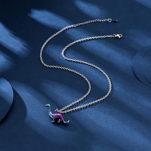 Cremation Jewelry for Ashes Dinosaur Urn Necklace for Ashes Stainless Steel Ashes Pendant for Women Men Keepsake Memorial for Jewelry for Pet Rainbow