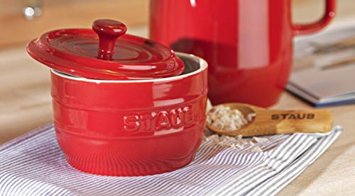 Staub Salt Crock 40511-562 Ceramic Salt Stocker, 3.9 inches (10 cm), Storage Container, Seasoning red (cherry)