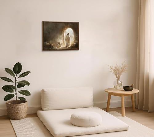 Floating Framed Christian Jesus Resurrection Canvas Wall Art 8x10in Framed Jesus Resurrection 10"L x 8"W