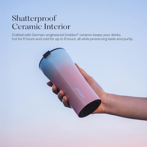 Sttoke Leakproof Lid Shatterproof Tumbler, Sunset Peach, 6.9-inch Height, 12 oz
