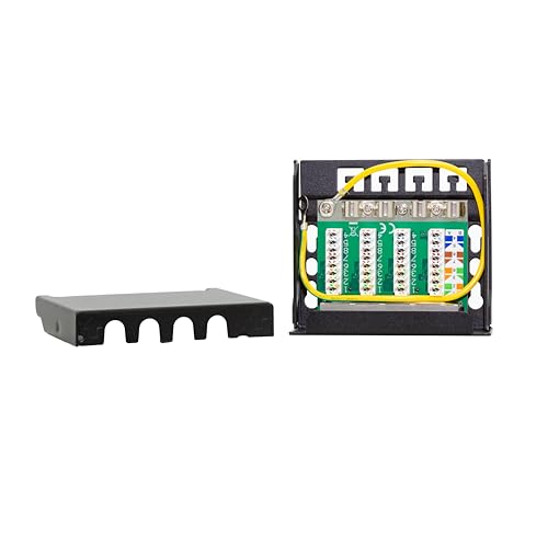 BIGtec 4 Port Patch Panel CAT6a Mini Patch Panel Network LSA Distributor RJ45 Patch Cable Network Cable Installation Cable Panel Metal Housing Wall Mounting Table Mount DIN Rail Mounting