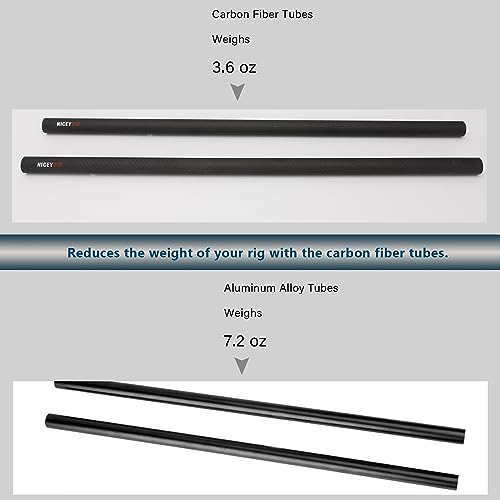 NICEYRIG 15mm Carbon Fiber Rod Combination with 16'' 12'' 6'' 15mm Rod Lightweight for DSLR Camera 15mm Rod Rail Support System