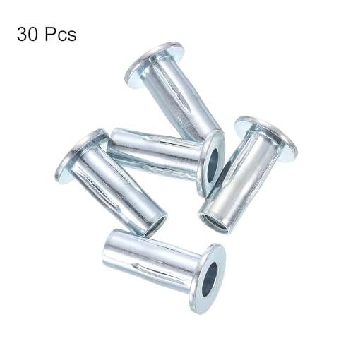 uxcell M10 multi-grip rivet nuts, 30-piece carbon steel threaded insert nut set with flat heads