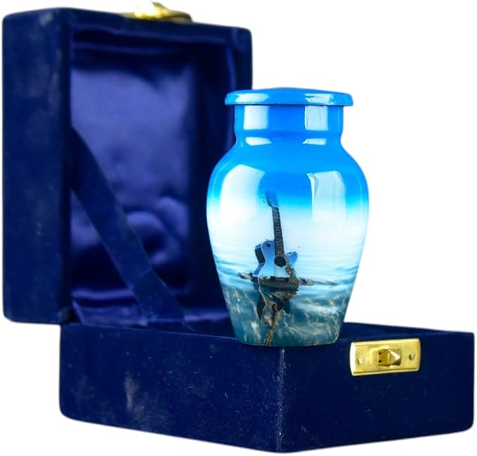 Keepsake Guitar Urns for Human Ashes Adult Male Female - Urns for Men Women Pets Ashes, with Valvet Bag & Box (Keepsake) Keepsake