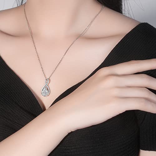 Sterling Silver Urn Necklace for Ashes for Women: Infinity Cremation Jewelry for Women - Ashes Keepsake Pendant Memorial Jewelry Gifts for A Loss of Loved Ones white
